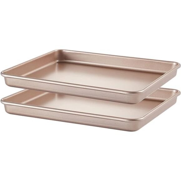 12.7" Nonstick Baking Sheets & Cookie Trays for Oven, 2-Pack Rectangular (Gold) - Picture 1 of 6